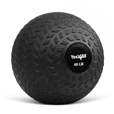 Yes4All 3KHB Slam Balls Medizinball 18 kg, Schwarz für Kraft, Power und Training