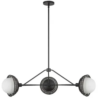 Elstead Lighting Kronleuchter , Schwarz , Holz, Metall, Glas , Rattan , 26.7 cm , höhenverstellbar , Lampen & Leuchten, Innenbeleuchtung, Hängeleuchten, Kronleuchter