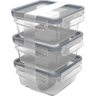 Rotho Frischhaltedose , Blau , Glas , 0,75 l , rechteckig , 16.5x22.8x16.5 cm , BPA-frei, Reach, DIN EN ISO 14001, DIN EN ISO 9001 , lebensmittelecht, wasserdicht, mikrowellenfest, stapelbar, Deckel mit Sichtfenster, verstellbare Inneneinteilung , Küchenzubehör, Vorratsbehälter, Frischhaltedosen