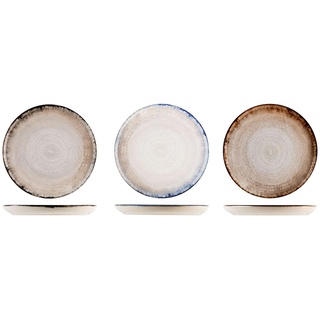 H&h set 12 piatti frutta artisanal in stoneware cm 21