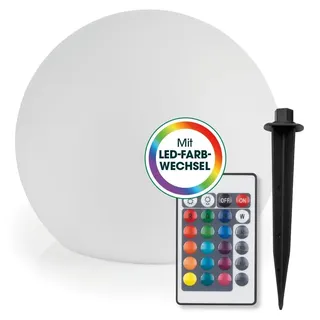 EASYmaxx Solarleuchte Kugel 40 cm, Solar Leuchte 5 Leuchtmodi - Solarleuchte LED - Weiß