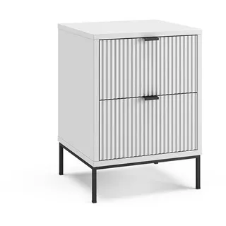 Vicco Nachttisch Eliza, Weiß/Schwarz, 40 x 55.4 cm mit 2 Schubladen , Weiß, Schwarz , Holzwerkstoff , Rechteckig , 40x55.4x38.1 cm , Schlafzimmer, Nachtkästchen