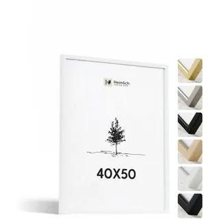 Heimlich® - Bilderrahmen - 40x50 cm, Ayous-Holz, Weiß - Kleiner DIY-Collage-Rahmen mit Folienabdeckung - Nur zur Wandmontage