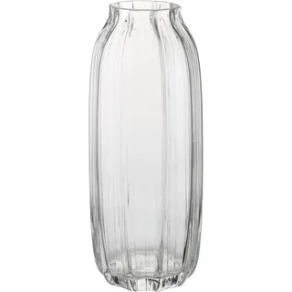 Große transparente Glasvase, gerippt, hoch, transparent, Blumenvase, 32 cm, dekorative Vasen für Zuhause, Tischdekoration, Blumendekoration und Bauernhaus (transparent, 32 cm)