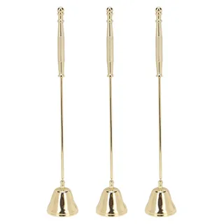 3 Stück Kerzenlöscher mit goldener Eisenbeschichtung, glockenförmiger langer Griff, Feuerlöscher, Dochtstopper