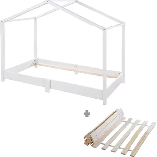 roba Hausbett 70 x 140 cm Holz weiß lackiert