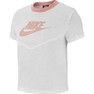 Nike Damen W NSW HRTG TOP SS MESH T-Shirt, White/White/Pink Quartz, S