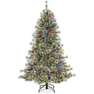 Costway Künstlicher Weihnachtsbaum Grün mit Beleuchtung 180 cm