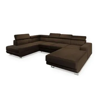 masseno Wohnlandschaft mit Schlaffunktion Siena ¦ braun ¦ Maße (cm): B: 335 H: 89