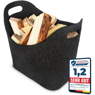 ORA-TEC Kaminholzkorb Filz 45 x 24 x 40 cm Schwarz
