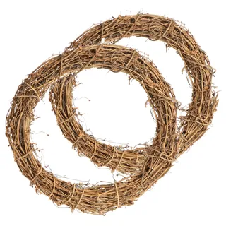 com-four® 2X DIY Deko Holz-Kranz zum basteln - Kranz aus Rattan zum Dekorieren z.B von Fenstern, Tische und Türen