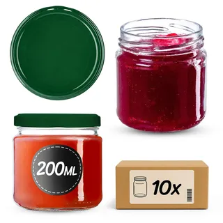 KADAX Einmachgläser 200 ml 10er Set, Dessertgläser fi66 – Marmeladengläser mit Twist-Off Deckel, Luftdicht & Spülmaschinenfest, Dickwandiges Glas