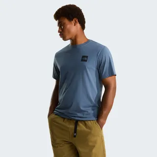 T-Shirt THE NORTH FACE "M EVOLUTION BOX HALF DOME REGULAR SHORT SLEEVE TEE", Herren, Gr. M, blau (granite grau), Obermaterial: 60% Baumwolle, 40% Polyester, normal, Rundhals, Shirts T-Shirt, normale Passform, Kurzarm, für Sportmode und Outdoormode