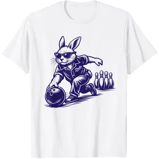 Lustiges Hasen Bowling Outfit Osterhase Retro Vintage Ostern T-Shirt