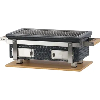 BBQ-Toro Keramik Holzkohletischgrill mit Holzunterlage | Grau | Outdoor Hibachi Grill für Camping - Grau