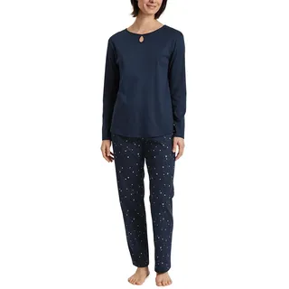 Calida Sweet Dreams Pyjama, lang Damen, aus 100% Baumwolle, Hose mit stoffbezogenem Gummibund