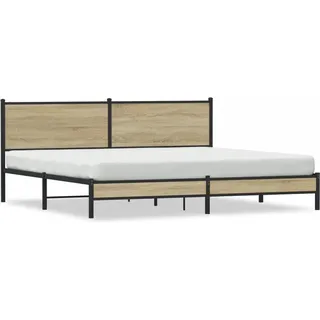 vidaXL Metallbett ohne Matratze Sonoma-Eiche 200x200 cm - Braun
