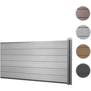 WPC-Sichtschutz Sarthe, Windschutz Zaun, WPC-Pfosten ~ Erweiterungselement niedrig, 1,88m grau