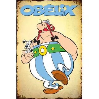 LuckyLinde Metallbild "Obelix und Idefix" Fantasy  Figuren  Film  Filmfiguren 1 Stk. tlg. Stahlschild 20x30 cm Wanddeko Bild zum Film "Kampf der Häuptlinge", farbe bild(er): bunt