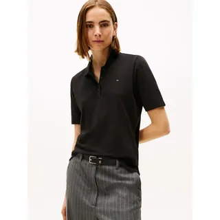 Tommy Hilfiger Damen, Poloshirt Kurzarm 1985 Pique Regular Fit, schwarz, (Black), S