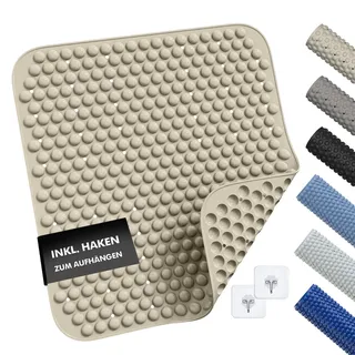 MP Living® Antirutschmatte Dusche – 53x53 cm Duschmatte aus TPE – 100 % BPA-frei, rutschfest & hygienisch – für Sensible Haut – inkl. 2 Haken – maschinenwaschbar & schimmelresistent