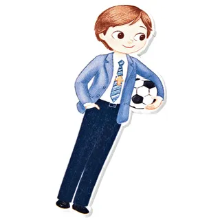 Mopec W0651 Figur 2D Aufkleber für Kinder, Kommunion mit Ball, 5,5 cm, 10 Stück, Holz, mehrfarbig, Einheitsgröße
