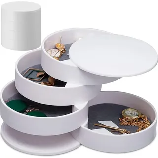 Gugita Schmuckbox Organizer Runde Ausziehbare Aufbewahrungsbox Weiß 4 Fächer