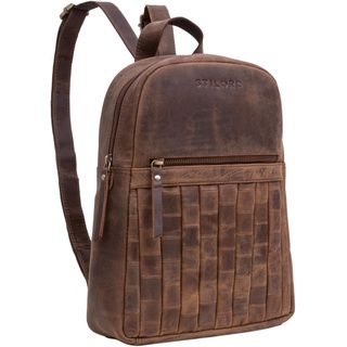 STILORD 'Ilda' Lederrucksack Damen klein Leder Cityrucksack für Frauen Daypack kleine Rucksackhandtasche für 12,9 Zoll iPads Vintage Echtleder, Farbe:vinto - braun