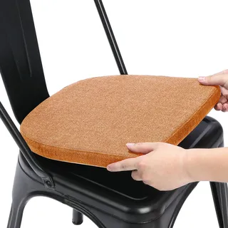 BUYUE Leinen 30x30 Kissen für Metallstuhl 1 Stück, Anti-Rutsch Sitzkissen für Esszimmer Küche Café stapelbare Stühle (U-Form, orange, 1 Stück)