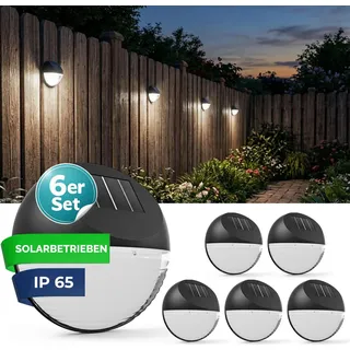 MONZANA® Solarleuchten für Außen Garten LED Solarleuchten wasserdicht IP65 stilvolle Gartendeko Balkon Leuchte Deko 6er Set - Schwarz
