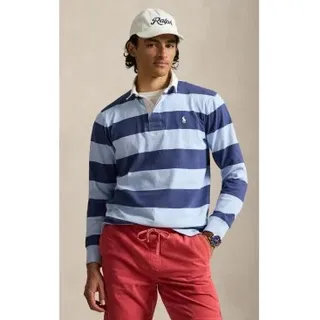 Polo Ralph Lauren für Herren. 710717116032 Das ikonische blaue Rugby-Trikot (M), Lässig, Baumwolle, Langarm