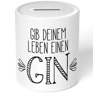 JUNIWORDS Spardose Sparbüchse, Gib deinem Leben einen Gin