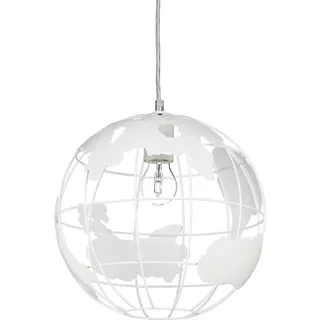 Relaxdays Hängeleuchte Kugel, Pendelleuchte im Globus Design, höhenverstellbare Deckenlampe aus Metall, Ø 30 cm, weiß