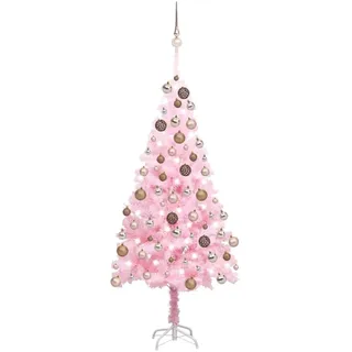 Künstlicher Weihnachtsbaum mit Beleuchtung & Kugeln Rosa 180cm - Rosa