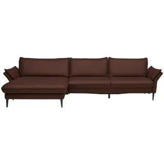 Valdera Ecksofa , Braun , Metall , Echtleder , Longlife-Leder, Semi-Anilinleder , Ottomane links, L-Form , 334x172 cm , Goldenes M , erweiterbar, Fußauswahl, Lederauswahl, Stoffauswahl, planbar, Sitzqualitäten, seitenverkehrt erhältlich, Hocker erhältlich, Rücken echt, individuell planbar , Wohnzimmer, Sofas & Couches, Wohnlandschaften, Ecksofas