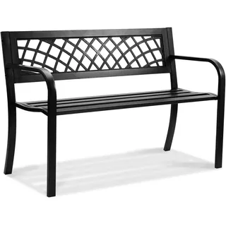 VEVOR Gartenbank Terrassenbank aus Metall, 1163 mm Parkbank Ruhebank 218 kg Tragkraft, 3 Personen Garten- und Parkbank mit Rückenlehne & Armlehnen, Vintage Sitzbank für Garten, Park, Hof, Veranda