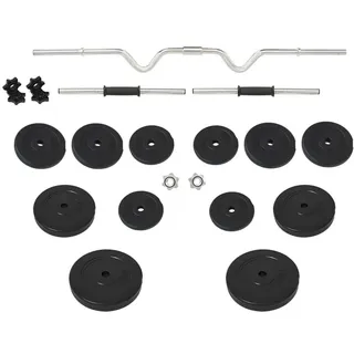 vidaXL Curlhantel und Kurzhantel mit Gewichten 60 kg - Schwarz