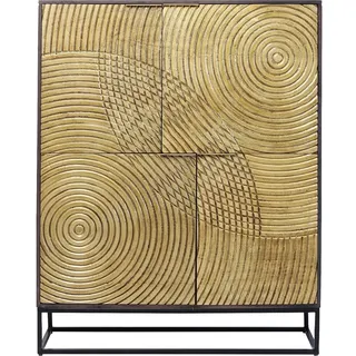 Kare Design Schrank Circulo, Massivholz Schrank, verzierter, glamuröser Schrank für Esszimmer oder Wohnzimmer, kunstvoller Schrank, (H/B/T) 150x120x40, Gold