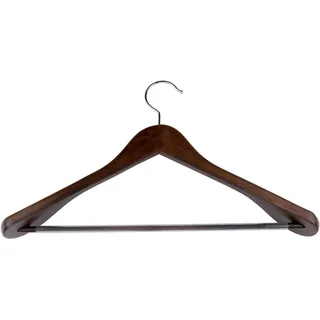 alpina Kleiderbügel Holz - 1 Stück Holzkleiderbügel - Bügel mit Breiten Schultern und Anti-Rutsch - 44 x 23,5 x 5,8 cm - Geeignet für 2 Kleidungsstücke - Kleiderorganizer - Braun