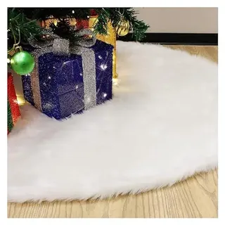 150CM Weihnachtsbaumdecke,Tannenbaum Decke Fell Rund Weihnachtsbaum Teppich,Weihnachtsbaum Plüsch Rock für Weihnachten Neujahr Party Dekoration Weiß