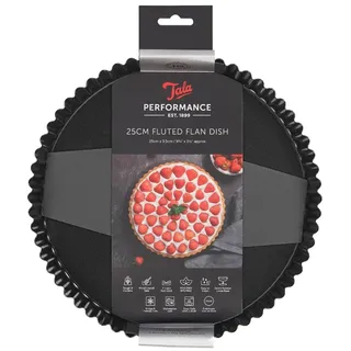 Tala Performance Quicheform und Tarteform mit Hebeboden Durchmesser 25 cm aus Karbonstahl mit Antihaftbeschichtung Geriffelte Backform