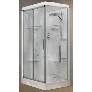 Novellini Neu Holiday 2P+F Hydro Dach 120x80 Kabine Thermostat Aqua Silber