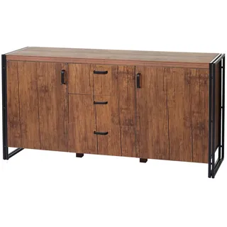MCW Sideboard Wildeiche Dekor, Schwarz , Holzwerkstoff , 160x80x40 cm , Kleinmöbel, Kommoden, Sideboards