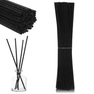 TIESOME 100 Stück Duftstäbchen Nachfüllpack,20cm x 2mm Schwarz Rattanstäbchen Für Raumduft Diffuserstäbchen Rattan Holz Rattanstäbchen Ersatz Duft Stäbe Für Raumduft Büro Zuhause