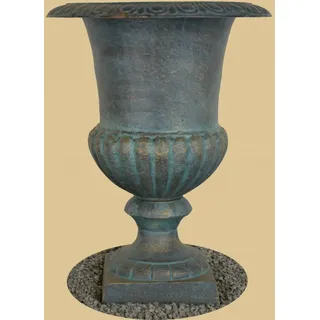Amphore Gusseisen 42cm, Pflanzpokal, Pflanzamphore, Gartenamphore, Krater Vase - Antik Grün - Höhe:42cm, Breite:32cm