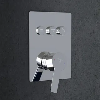 Steinberg Serie 390 Dusch-/Wannenarmatur, Einhebelmischer 3/4'', mit Pushtronic, 3 Verbraucher, 39022313, Farbe: Chrom