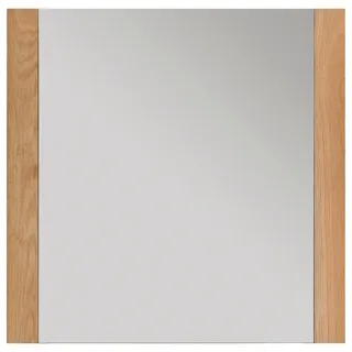 Wandspiegel , Eichefarben , Glas , Wildeiche , massiv, vollmassiv, Hartholz , quadratisch , 80x80x3 cm , Facettenschliff , Garderobe, Garderobenspiegel