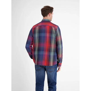 Langarmhemd LERROS, Herren, Gr. L, N-Gr, classic navy, Web, Obermaterial: 100% Baumwolle, kariert, regular fit normal, Manschette, Hemden Langarmhemd, mit Taschen