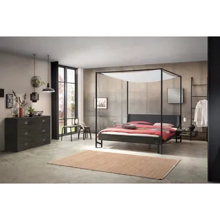 Hasena Himmelbett Bogina, Farbe: Akazie Vintage grey, lackiert, Bezugsfarbe: Kul smoke, Metallfarbe: Anthracit, verschiedene Größen - 20 cm/180 x 200 cm