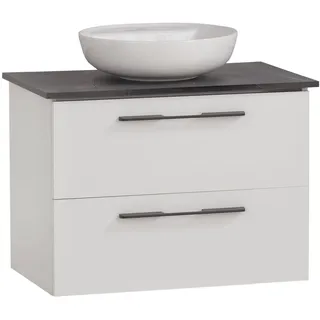 Schildmeyer Waschtisch Maxim 701862, rundes Aufsatzbecken, weiß matt/Marmor Optik